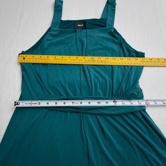 Maeve Anthropologie Dress Women L Azores Teal Blue Midi Boho Casual Coastal - Picture 10 of 11